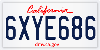 CA license plate 6XYE686
