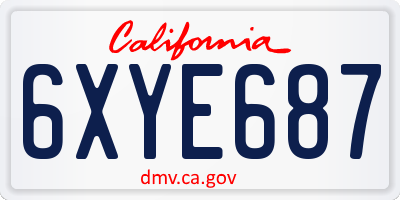 CA license plate 6XYE687