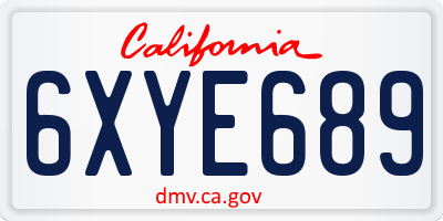 CA license plate 6XYE689