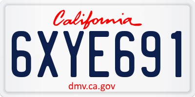 CA license plate 6XYE691