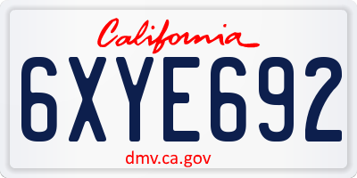 CA license plate 6XYE692