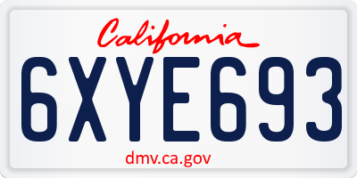 CA license plate 6XYE693