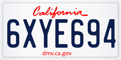 CA license plate 6XYE694
