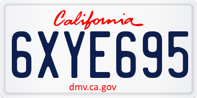 CA license plate 6XYE695