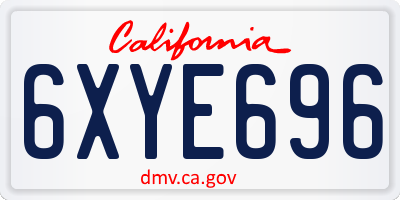 CA license plate 6XYE696