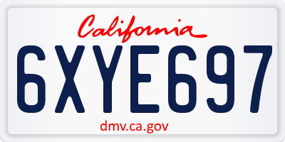 CA license plate 6XYE697