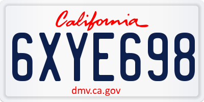 CA license plate 6XYE698