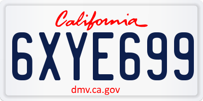 CA license plate 6XYE699