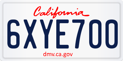 CA license plate 6XYE700