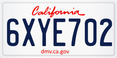 CA license plate 6XYE702
