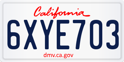 CA license plate 6XYE703