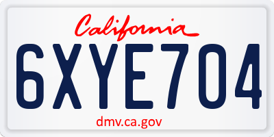 CA license plate 6XYE704