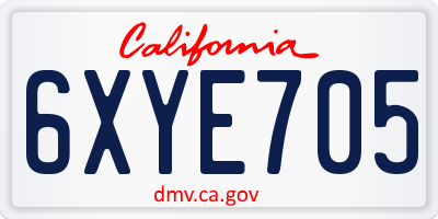 CA license plate 6XYE705