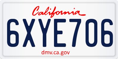 CA license plate 6XYE706
