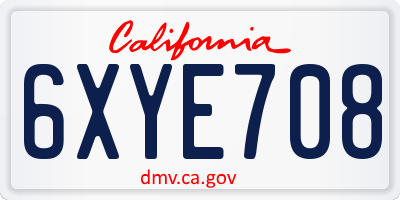 CA license plate 6XYE708