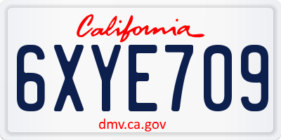 CA license plate 6XYE709