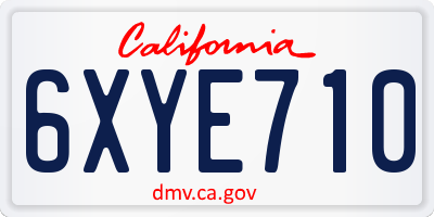 CA license plate 6XYE710