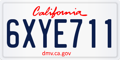 CA license plate 6XYE711