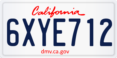 CA license plate 6XYE712