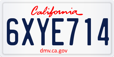 CA license plate 6XYE714