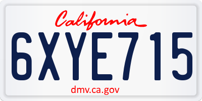 CA license plate 6XYE715