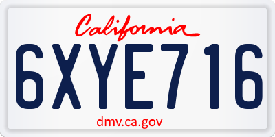 CA license plate 6XYE716