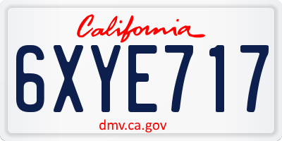 CA license plate 6XYE717