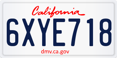 CA license plate 6XYE718