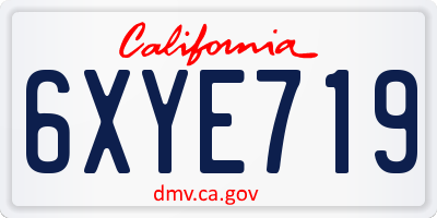 CA license plate 6XYE719
