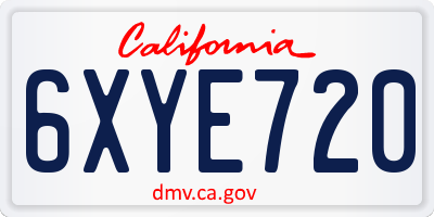 CA license plate 6XYE720