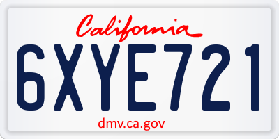 CA license plate 6XYE721