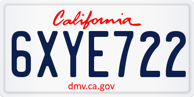 CA license plate 6XYE722