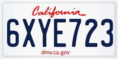 CA license plate 6XYE723