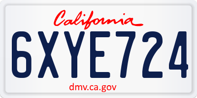 CA license plate 6XYE724