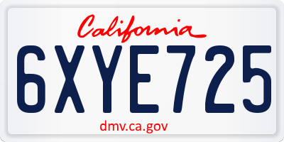 CA license plate 6XYE725