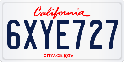 CA license plate 6XYE727