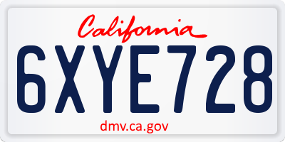 CA license plate 6XYE728
