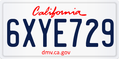 CA license plate 6XYE729