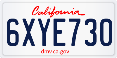 CA license plate 6XYE730