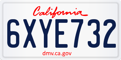CA license plate 6XYE732