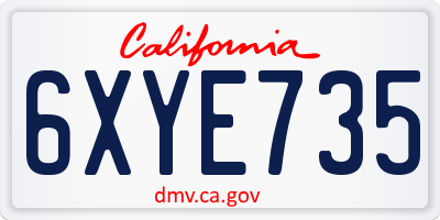CA license plate 6XYE735