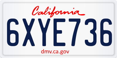 CA license plate 6XYE736