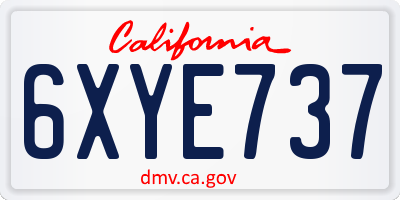 CA license plate 6XYE737