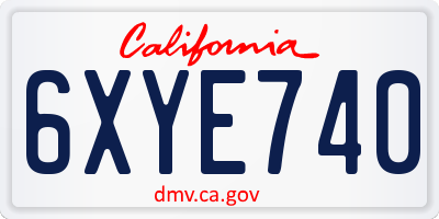 CA license plate 6XYE740