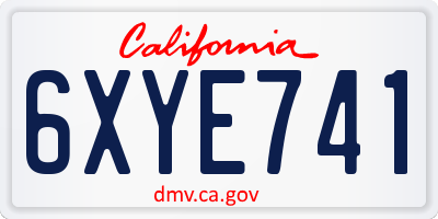 CA license plate 6XYE741