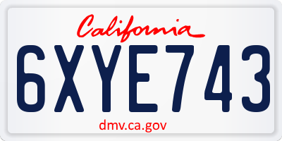 CA license plate 6XYE743