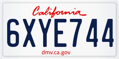 CA license plate 6XYE744
