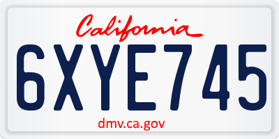CA license plate 6XYE745