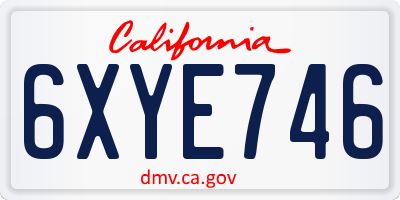 CA license plate 6XYE746