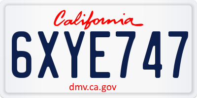 CA license plate 6XYE747